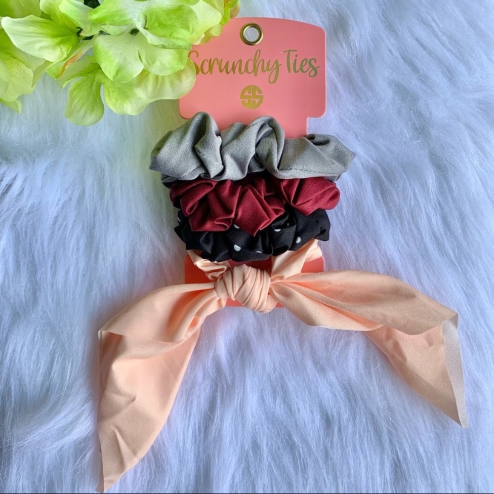 Simply Southern Gray and Red Hair Accessories Set ScrunchyTies-Dots